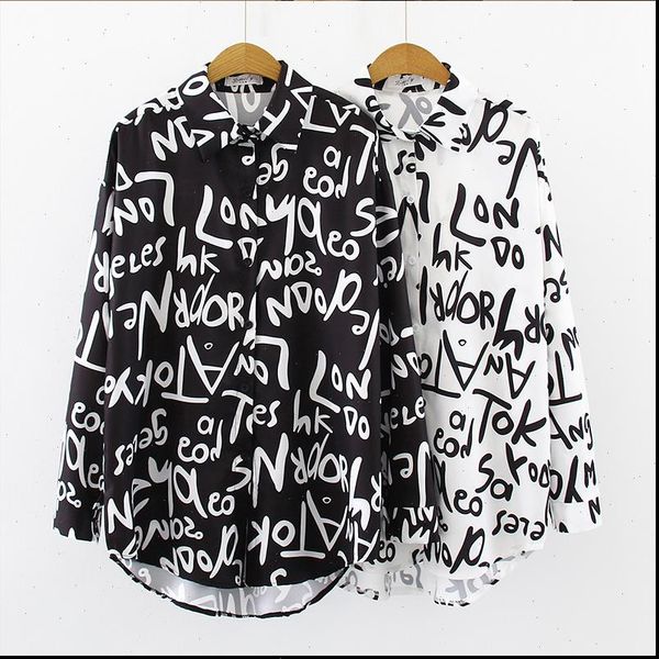 spring autumn long sleeve women shirt graffiti letter printing fashion casual loose shirts blusas mujer, White
spring autumn long sleeve women shirt graffiti letter printing fashion casual loose shirts blusas mujer, White