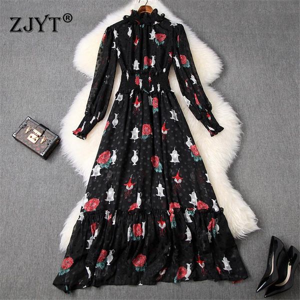 runway designer spring women 2021 fashion full sleeve floral print ruffled neck mid calf aline chiffon vacation dress casual dresses, Black;gray
runway designer spring women 2021 fashion full sleeve floral print ruffled neck mid calf aline chiffon vacation dress casual dresses, Black;gray