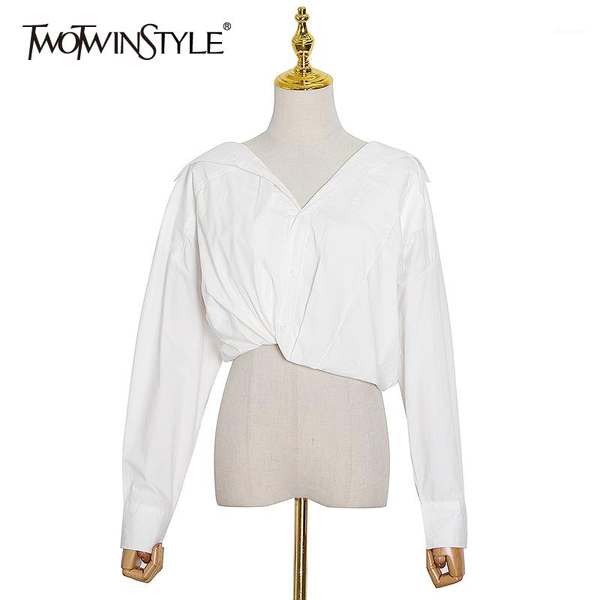 casual asymmetrical short for women lapel long sleeve black blouse female clothing 2021 autumn fashion women's blouses & shirts, White
casual asymmetrical short for women lapel long sleeve black blouse female clothing 2021 autumn fashion women's blouses & shirts, White