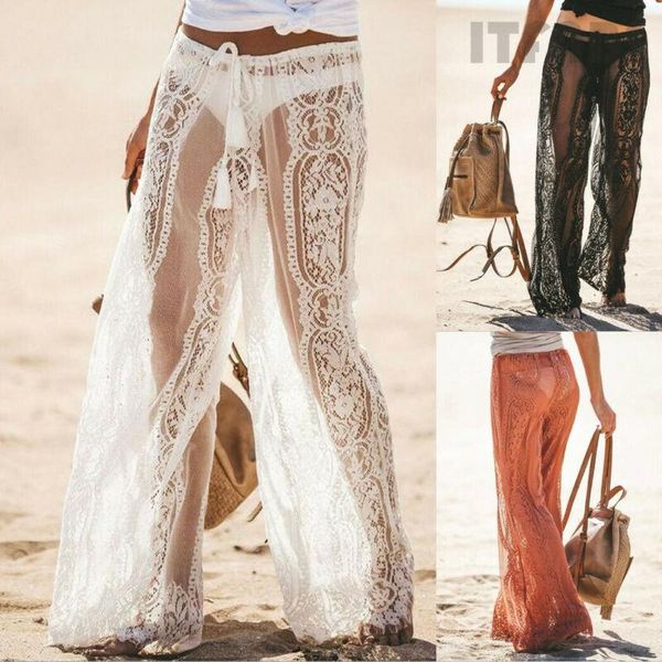 women's pants & capris beach style women lace bell bottoms flare trousers mid waist wide leg long hollow out see through lace-up, Black;white
women's pants & capris beach style women lace bell bottoms flare trousers mid waist wide leg long hollow out see through lace-up, Black;white
