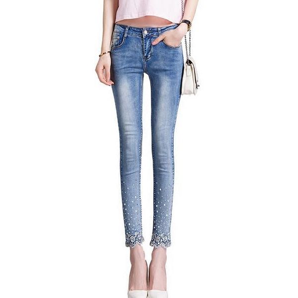 women's pants & capris 2021 women diamond jeans denim woman skinny trousers elastic pencil lace df441, Black;white
women's pants & capris 2021 women diamond jeans denim woman skinny trousers elastic pencil lace df441, Black;white