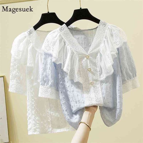 summer elegant lace woman blouses short sleeve ruffled v neck hollow loose women's shirt fashion ladies plus size 4xl 14211 210512, White
summer elegant lace woman blouses short sleeve ruffled v neck hollow loose women's shirt fashion ladies plus size 4xl 14211 210512, White