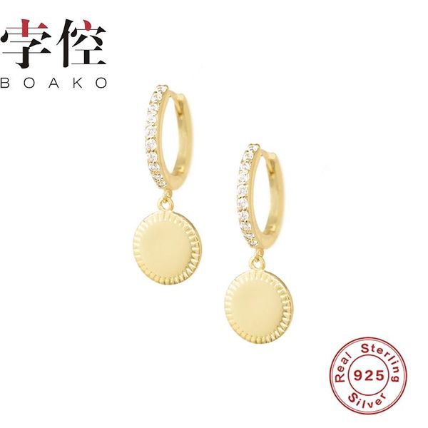 round pendant earrings for women 925 silver fashionable hoop jewelry zircon pendientes brincos aretes & huggie, Golden;silver
round pendant earrings for women 925 silver fashionable hoop jewelry zircon pendientes brincos aretes & huggie, Golden;silver
