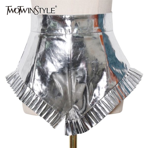 twotwinstyle silver casual short for women high waist loose ruched minimalist shorts female summer fashion clothing stylish 220307, White;black
twotwinstyle silver casual short for women high waist loose ruched minimalist shorts female summer fashion clothing stylish 220307, White;black