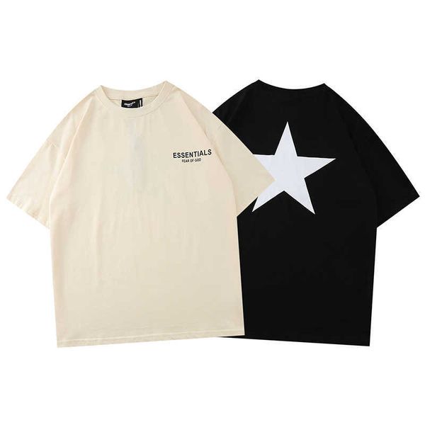 double fog line essentials star print loose short sleeve high street fashion men's and women's t shirt ocae, White;black
double fog line essentials star print loose short sleeve high street fashion men's and women's t shirt ocae, White;black