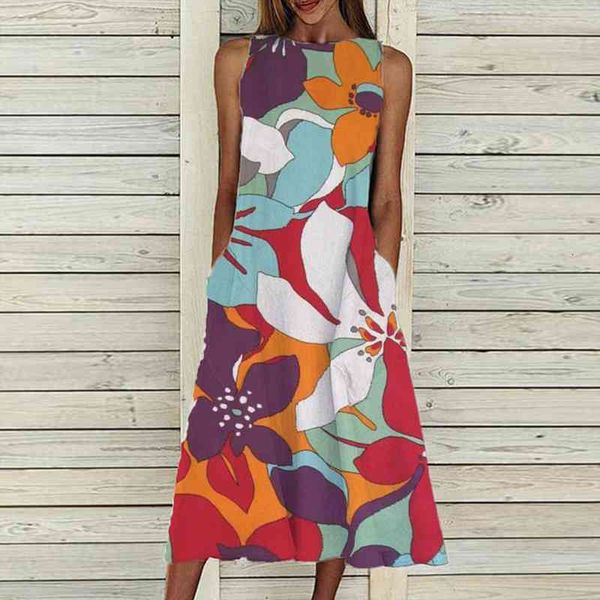 retro floral print midi women dress summer sleeveless beach tank dreeses elegant female pockets loose party long, Black;gray
retro floral print midi women dress summer sleeveless beach tank dreeses elegant female pockets loose party long, Black;gray