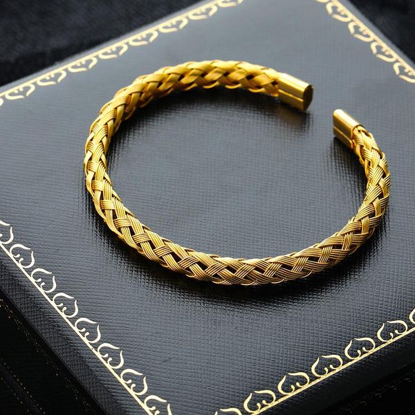 classic gold knitting bracelet for man stainless steel opening cuff adjustable bangle charm jewelry handmade homme bracelets, Golden;silver
classic gold knitting bracelet for man stainless steel opening cuff adjustable bangle charm jewelry handmade homme bracelets, Golden;silver