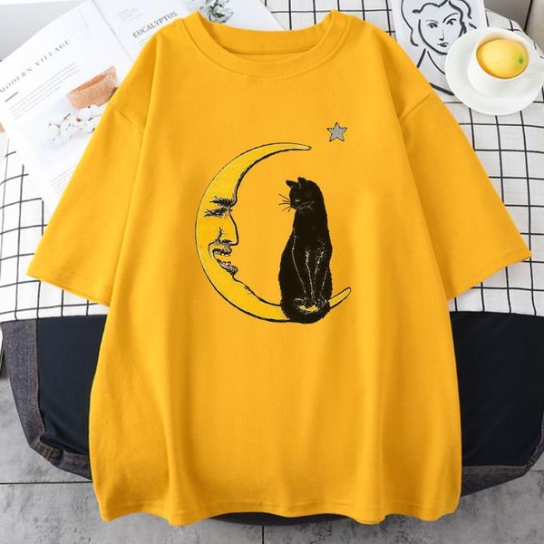women's t-shirt carry moon's face with black cat women summer vogue clothing anime style t-shirts short sleeve casual female t shi, White
women's t-shirt carry moon's face with black cat women summer vogue clothing anime style t-shirts short sleeve casual female t shi, White