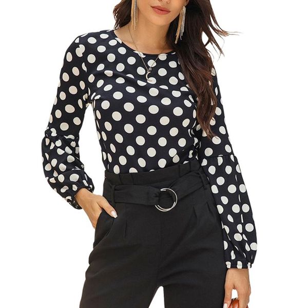 women blouse o-neck long lantern sleeve chiffon shirt black polka dot print shirts clothing 2021 women's blouses &, White
women blouse o-neck long lantern sleeve chiffon shirt black polka dot print shirts clothing 2021 women's blouses &, White