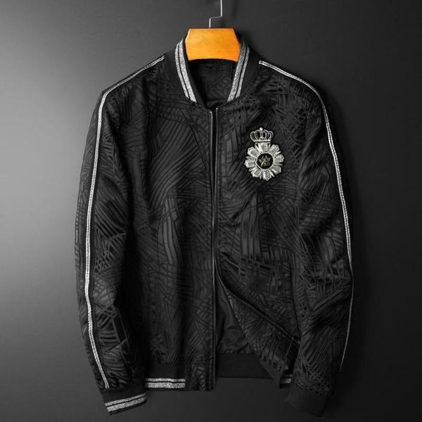 men's jackets 2021 autumn winter man luxury crown embroidery stand collar male coats slim fit zipper mens plus size 5xl, Black;brown
men's jackets 2021 autumn winter man luxury crown embroidery stand collar male coats slim fit zipper mens plus size 5xl, Black;brown