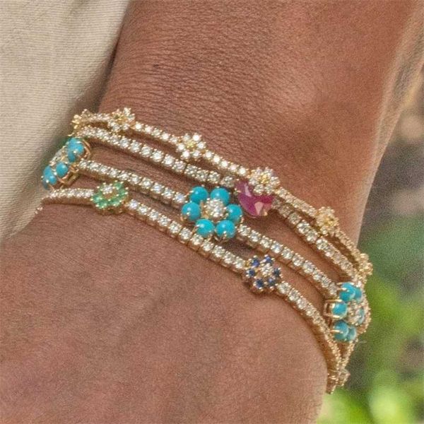 spring arrived fashion jewelry 3mm prong set cz tennis chain rainbow daisy flower charm colorful bracelet 211124, Black
spring arrived fashion jewelry 3mm prong set cz tennis chain rainbow daisy flower charm colorful bracelet 211124, Black