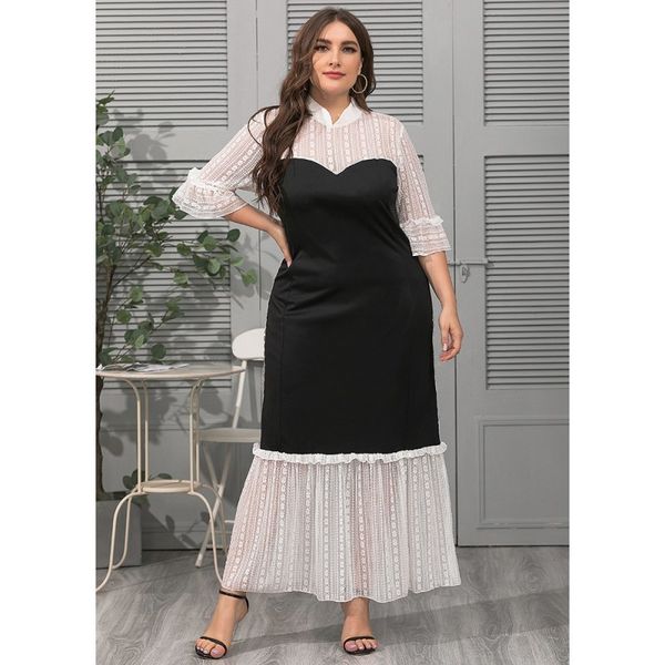 casual dress lossky fashion stand collar lace patchwork long elegant women loose midi temperament cloth for cyhd, Black;gray
casual dress lossky fashion stand collar lace patchwork long elegant women loose midi temperament cloth for cyhd, Black;gray