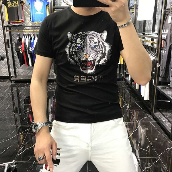 t-shirt polo shirt short summer ins heavy industry tiger head printing drilling leisure half sve men's fashion trend, White;black
t-shirt polo shirt short summer ins heavy industry tiger head printing drilling leisure half sve men's fashion trend, White;black