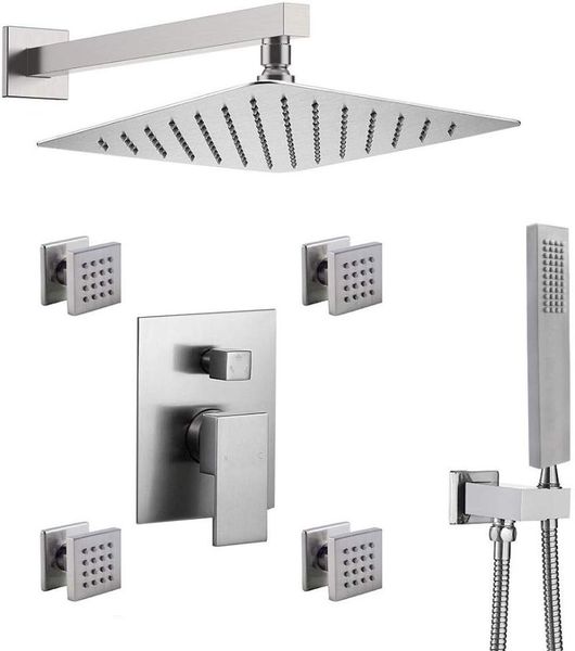 bathroom luxumassage body spray shower system 12-inch rainfall showerhead with handheld (brushed nickel) sets
bathroom luxumassage body spray shower system 12-inch rainfall showerhead with handheld (brushed nickel) sets