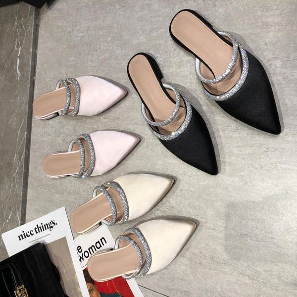 slippers pointed toe women stain rhinestone slides flats heeled slip on casual 2021 summer beach shoes 35-39, Black
slippers pointed toe women stain rhinestone slides flats heeled slip on casual 2021 summer beach shoes 35-39, Black