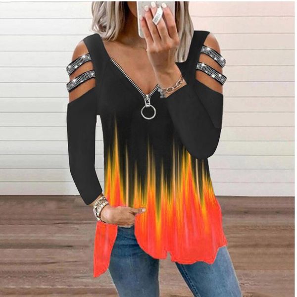 women's blouses & shirts v-neck long pullover fashion streetwear all-match blause causal zipper oversize loose shoulder short, White
women's blouses & shirts v-neck long pullover fashion streetwear all-match blause causal zipper oversize loose shoulder short, White