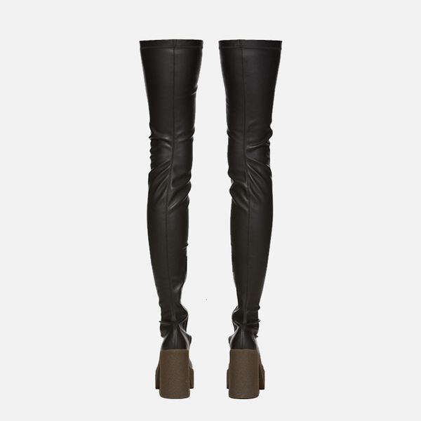 boots woman over the knee high square heel winter shoes toe leather elastic fabric platform long omfa, Black
boots woman over the knee high square heel winter shoes toe leather elastic fabric platform long omfa, Black