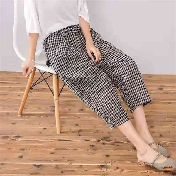 arrival summer women elastic waist ankle-length pants loose casual all-matched plaid cotton linen harem w01 210512, Black;white
arrival summer women elastic waist ankle-length pants loose casual all-matched plaid cotton linen harem w01 210512, Black;white