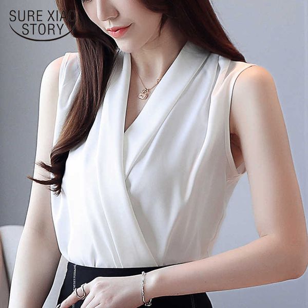 women's summer blouses sleeveless chiffon blouse women v-neck office ladies white blouse spring womens and blouses 3534 210528
women's summer blouses sleeveless chiffon blouse women v-neck office ladies white blouse spring womens and blouses 3534 210528