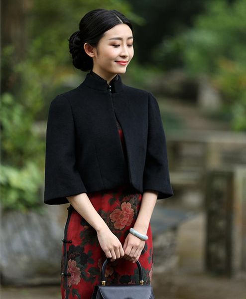 women's wool & blends women vintage style coat short stand-up collar soild color 3/4 sleeve 70% outwear cloak spring autumn black
women's wool & blends women vintage style coat short stand-up collar soild color 3/4 sleeve 70% outwear cloak spring autumn black