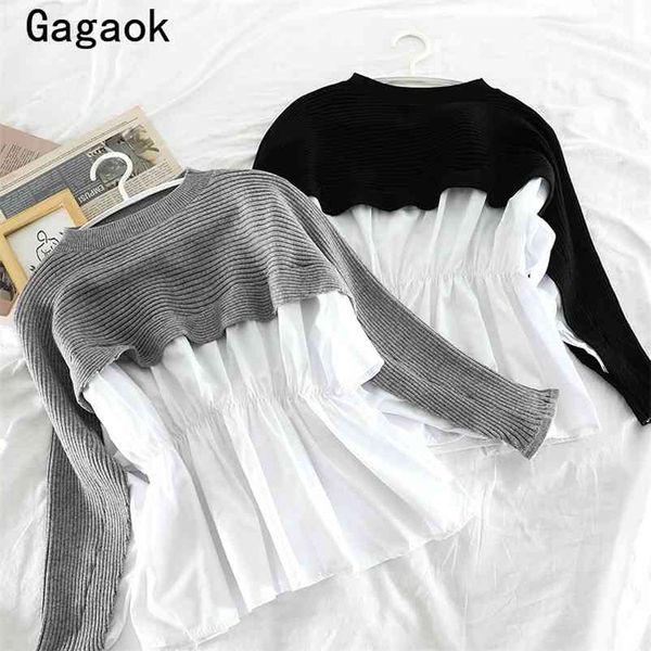 women fake two sweater spring autumn o-neck streetwear batwing sleeve patchwork sweaters loose casual pullovers 210531, White;black
women fake two sweater spring autumn o-neck streetwear batwing sleeve patchwork sweaters loose casual pullovers 210531, White;black