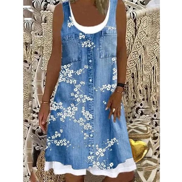 casual dresses women fake two piece loose floral sleeveless imitation denim summer female lady clothing, Black;gray
casual dresses women fake two piece loose floral sleeveless imitation denim summer female lady clothing, Black;gray