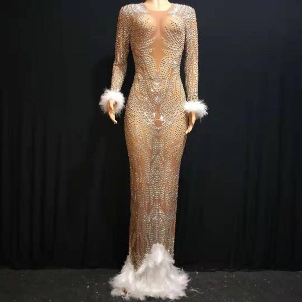 dress gold sleeve hollow out long feather dress evening party dancer costumes, Black;gray
dress gold sleeve hollow out long feather dress evening party dancer costumes, Black;gray