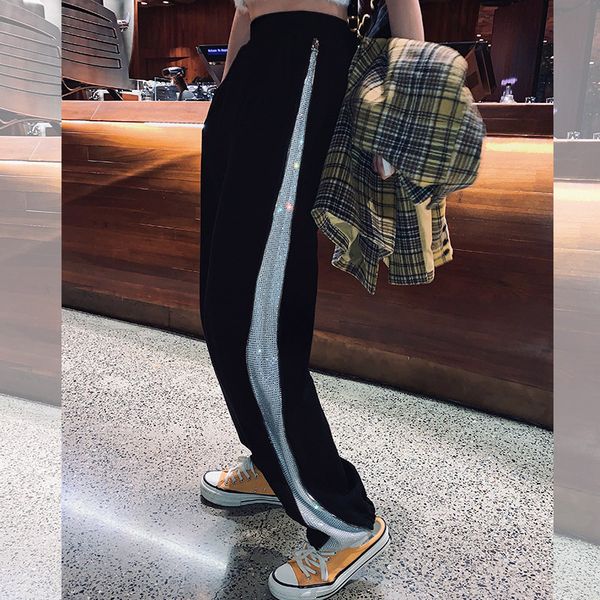 tb05 black casual women's spring autumn new loose and thin wide leg pants design sense long sport harem pants, Black;white
tb05 black casual women's spring autumn new loose and thin wide leg pants design sense long sport harem pants, Black;white