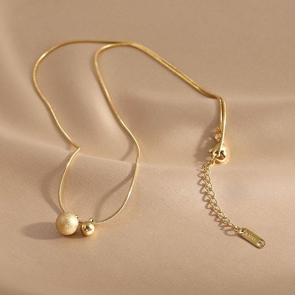 pendant necklaces fashion frosted golden ball necklace female simple titanium steel snake bone chain accessories jewelry, Silver
pendant necklaces fashion frosted golden ball necklace female simple titanium steel snake bone chain accessories jewelry, Silver
