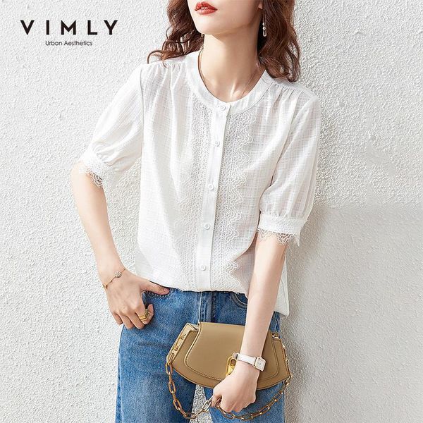 women's blouses & shirts vimly 2021 summer elegant round neck button up shirt office lady patchwork lace blouse vinatge female f7176, White
women's blouses & shirts vimly 2021 summer elegant round neck button up shirt office lady patchwork lace blouse vinatge female f7176, White