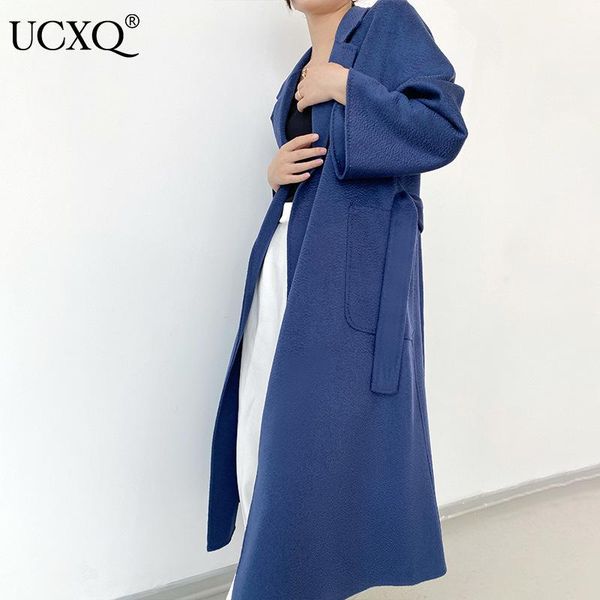 women's wool & blends ucxq woman woolen coat double sided lapel collar long sleeve slim sashes casual korean style 2021 autumn fashion2, Black
women's wool & blends ucxq woman woolen coat double sided lapel collar long sleeve slim sashes casual korean style 2021 autumn fashion2, Black