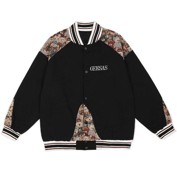 men's jackets lacible hip hop harajuku streetwear jacket patchwork embroidery bear 2021 autumn men casual pockets bomber coat, Black;brown
men's jackets lacible hip hop harajuku streetwear jacket patchwork embroidery bear 2021 autumn men casual pockets bomber coat, Black;brown