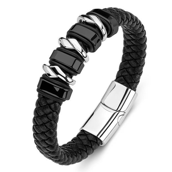 charm bracelets est braided leather rope hand bracelet for men stainless steel punk vintage weave bangles jewelry accessories gift p173, Golden;silver
charm bracelets est braided leather rope hand bracelet for men stainless steel punk vintage weave bangles jewelry accessories gift p173, Golden;silver
