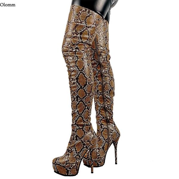 boots olomm handmade women winter thigh side zippers snake pattern stiletto heels round toe brown party shoes plus us size 5-20, Black
boots olomm handmade women winter thigh side zippers snake pattern stiletto heels round toe brown party shoes plus us size 5-20, Black
