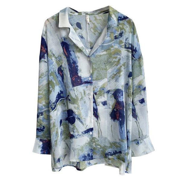 women's blouses & shirts women polyester casual 2021 early autumn retro lazy printing french loose fashion temperament drape regular lo, White
women's blouses & shirts women polyester casual 2021 early autumn retro lazy printing french loose fashion temperament drape regular lo, White