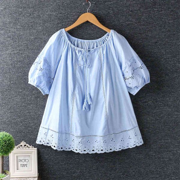 women's blouses & shirts japanese sweet fresh with hollow embroidery shirt blouse summer tmef, White
women's blouses & shirts japanese sweet fresh with hollow embroidery shirt blouse summer tmef, White