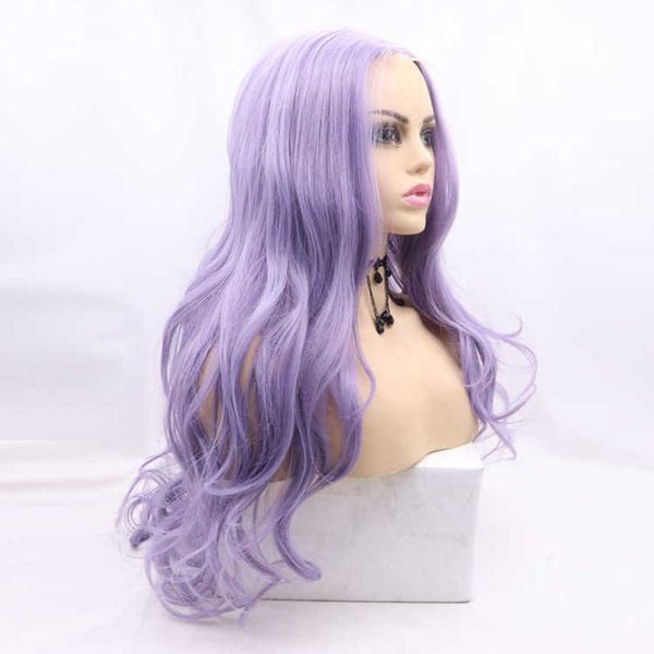 sylvia wig small lace * 4 front chemical fiber high temperature silk purple, Black;brown