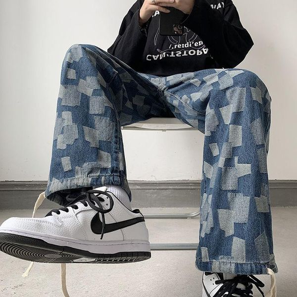 men's jeans trendy 2021 men loose casual checkerboard washed plaid cargo trousers male streetwear fashion hip hop denim pants, Blue
men's jeans trendy 2021 men loose casual checkerboard washed plaid cargo trousers male streetwear fashion hip hop denim pants, Blue