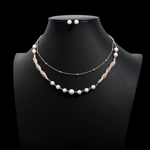 earrings & necklace vintage imitation pearls pendants& necklaces gold color stud round multi-layer chain braided wedding jewelry set, Silver
earrings & necklace vintage imitation pearls pendants& necklaces gold color stud round multi-layer chain braided wedding jewelry set, Silver