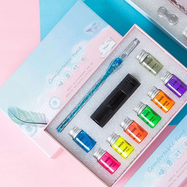 the pen crystal glass dipped in water fluorescent color transparent ink student net red gift painting test pen set
the pen crystal glass dipped in water fluorescent color transparent ink student net red gift painting test pen set