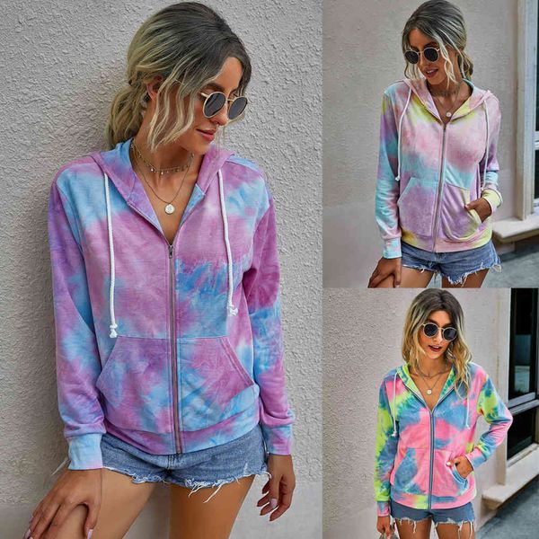 tie dye printed zipper hooded women coat autumn winter casual loose drawstring hood long sleeve pocket gradient jacket outerwear 210507, Black;brown
tie dye printed zipper hooded women coat autumn winter casual loose drawstring hood long sleeve pocket gradient jacket outerwear 210507, Black;brown
