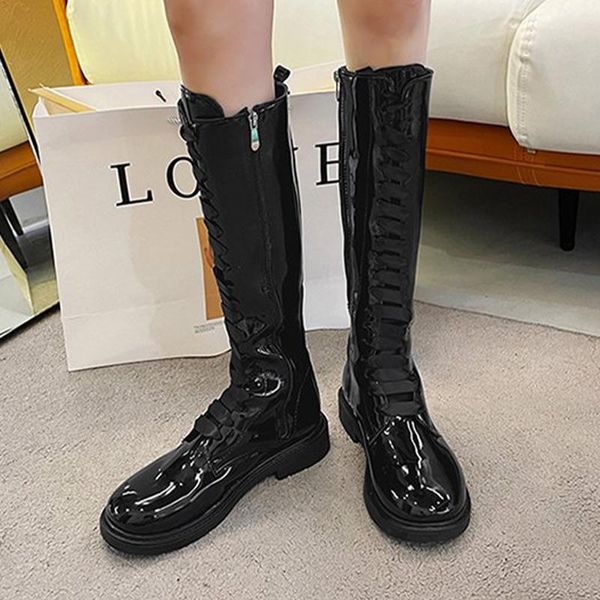boots women's knee-high female non-slip platform shoes glossy leather round toe zipper footwear motorcycle biker, Black
boots women's knee-high female non-slip platform shoes glossy leather round toe zipper footwear motorcycle biker, Black