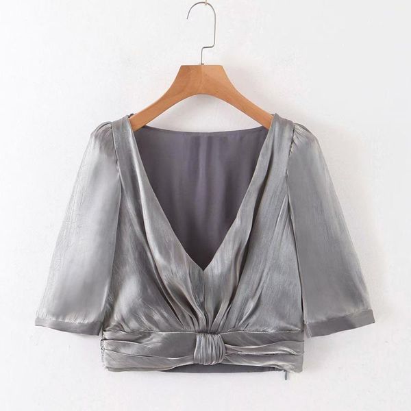 silver elegant solid knot front deep v-neck half sleeve crop blouse summer clothes workwear modern lady women and blouses women's & sh, White
silver elegant solid knot front deep v-neck half sleeve crop blouse summer clothes workwear modern lady women and blouses women's & sh, White