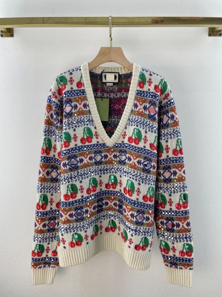 milan runway sweaters 2022 spring autumn long sleeve v neck high end jacquard pullovers women's designer sweater 0218-2, White;black
milan runway sweaters 2022 spring autumn long sleeve v neck high end jacquard pullovers women's designer sweater 0218-2, White;black