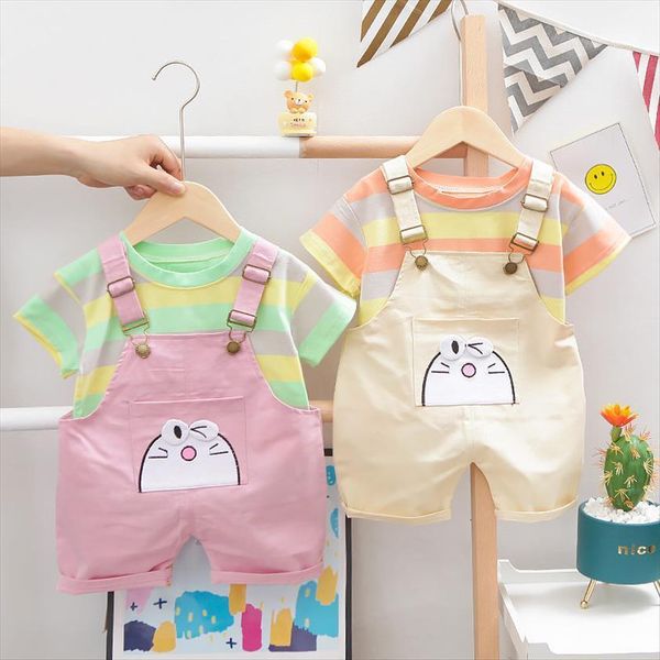 children fashion summer cotton baby boys girls clothes stripe rainbow shirts overalls bib pants 2pcs sets infant out kids, White
children fashion summer cotton baby boys girls clothes stripe rainbow shirts overalls bib pants 2pcs sets infant out kids, White