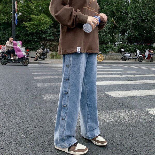 korean wide-leg jeans mens fashion retro button casual jeans men streetwear wild loose hip-hop straight denim trousers mens, Blue
korean wide-leg jeans mens fashion retro button casual jeans men streetwear wild loose hip-hop straight denim trousers mens, Blue