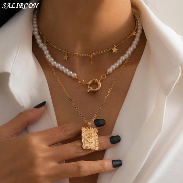 kpop multi layer imitation pearl flower pendant necklace for women geometric star chain choker gothic vintage jewelry necklaces, Silver
kpop multi layer imitation pearl flower pendant necklace for women geometric star chain choker gothic vintage jewelry necklaces, Silver