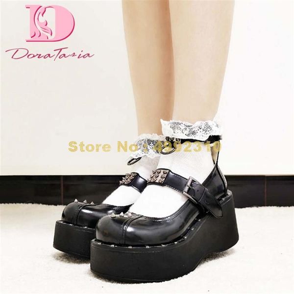 dress shoes ladies spring genuine leather pumps fashion rivet wedges high heels women punk gothic lolita platform woman, Black
dress shoes ladies spring genuine leather pumps fashion rivet wedges high heels women punk gothic lolita platform woman, Black