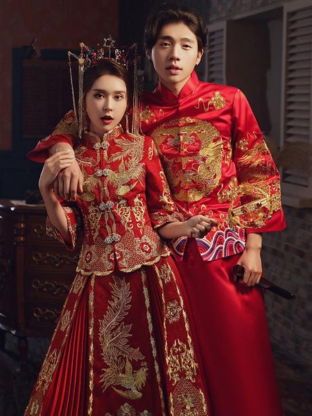 suzhou embroidery wedding dress traditional chinese bride hanfu men women suit marrid ethnic clothing, Red
suzhou embroidery wedding dress traditional chinese bride hanfu men women suit marrid ethnic clothing, Red