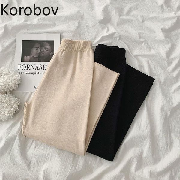 korobov 2021 autumn winter women trousers vintage solid high waist wide lag pants preppy style streetwear female knit women's & capris, Black;white
korobov 2021 autumn winter women trousers vintage solid high waist wide lag pants preppy style streetwear female knit women's & capris, Black;white